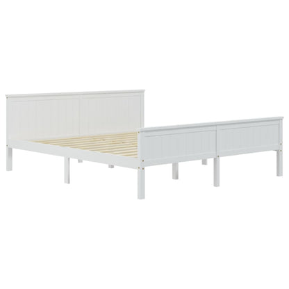 Bed Frame White Solid Wood Pine 180x200 cm Super King