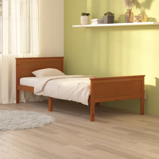 Bed Frame without Mattress Honey Brown Solid Wood Pine 100x200cm