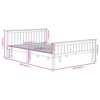 Bed Frame without Mattress Dark Brown Solid Wood Pine 120x200 cm