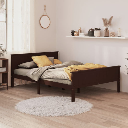 Bed Frame without Mattress Dark Brown Solid Wood Pine 120x200 cm