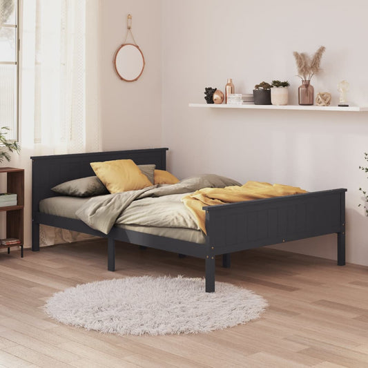Bed Frame Grey Solid Wood Pine 140x200 cm