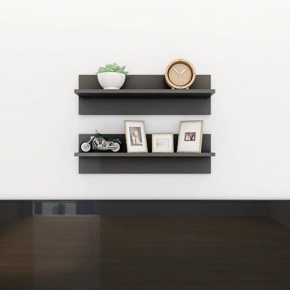 Wall Shelf 2 pcs High Gloss Grey 60x11.5x18 cm Engineered Wood