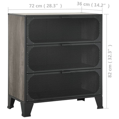 Storage Cabinet Grey 72x36x82 cm Metal and MDF