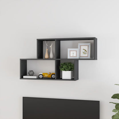 Wall Shelf High Gloss Grey 100x18x53 cm Engineered Wood