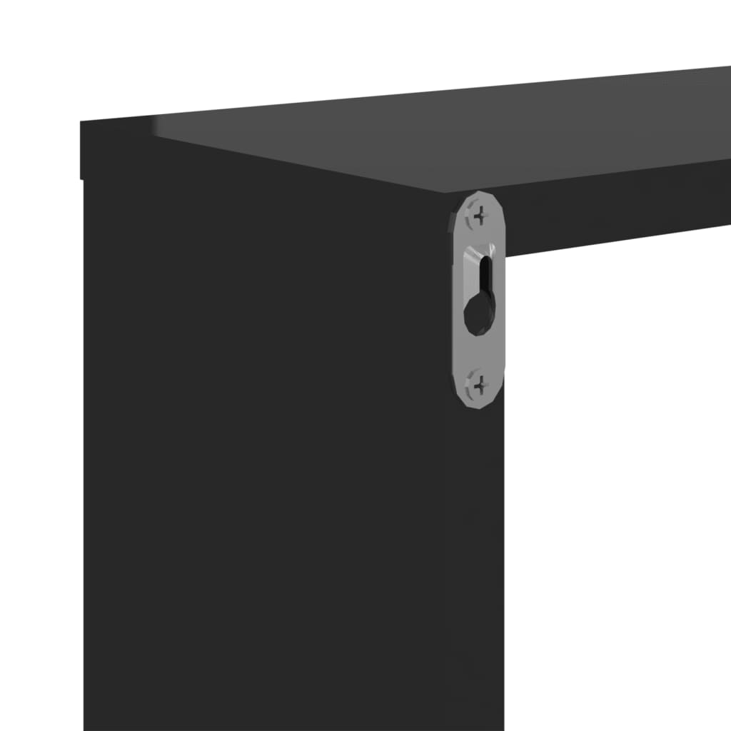 Wall Shelf 2 pcs High Gloss Black 50x15x50 cm Engineered Wood