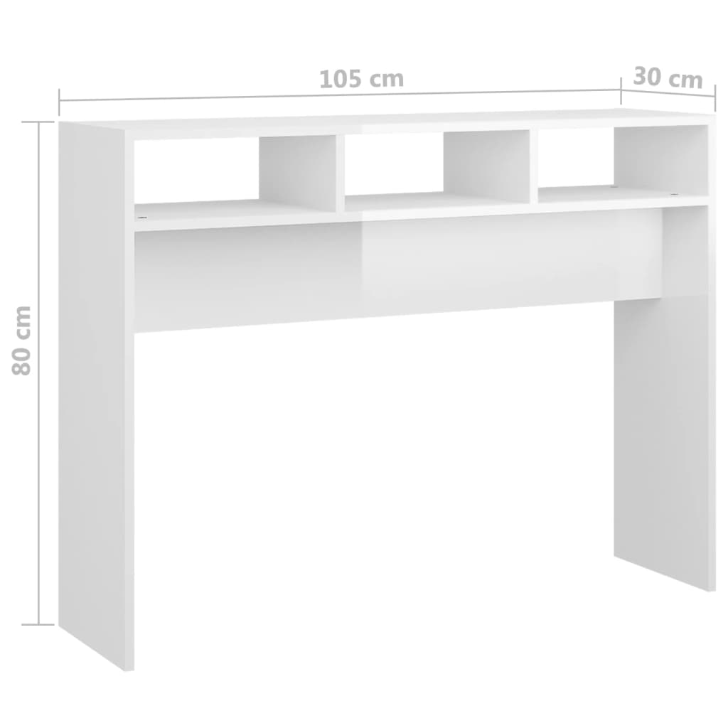 Console Table High Gloss White 105x30x80 cm Engineered Wood
