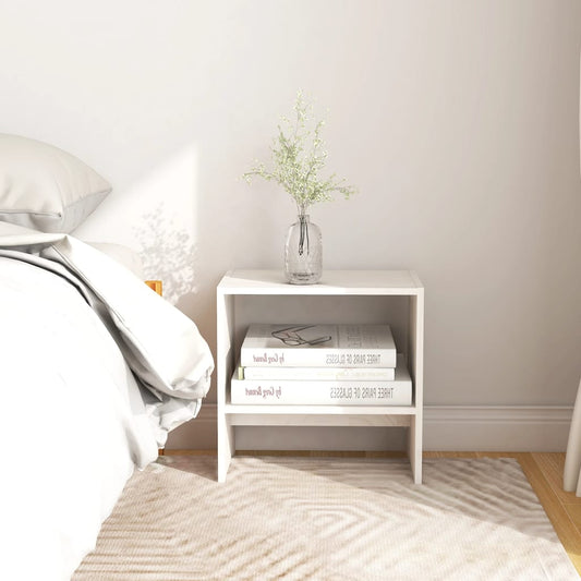 Bedside Cabinet White 40x30.5x40 cm Solid Pinewood