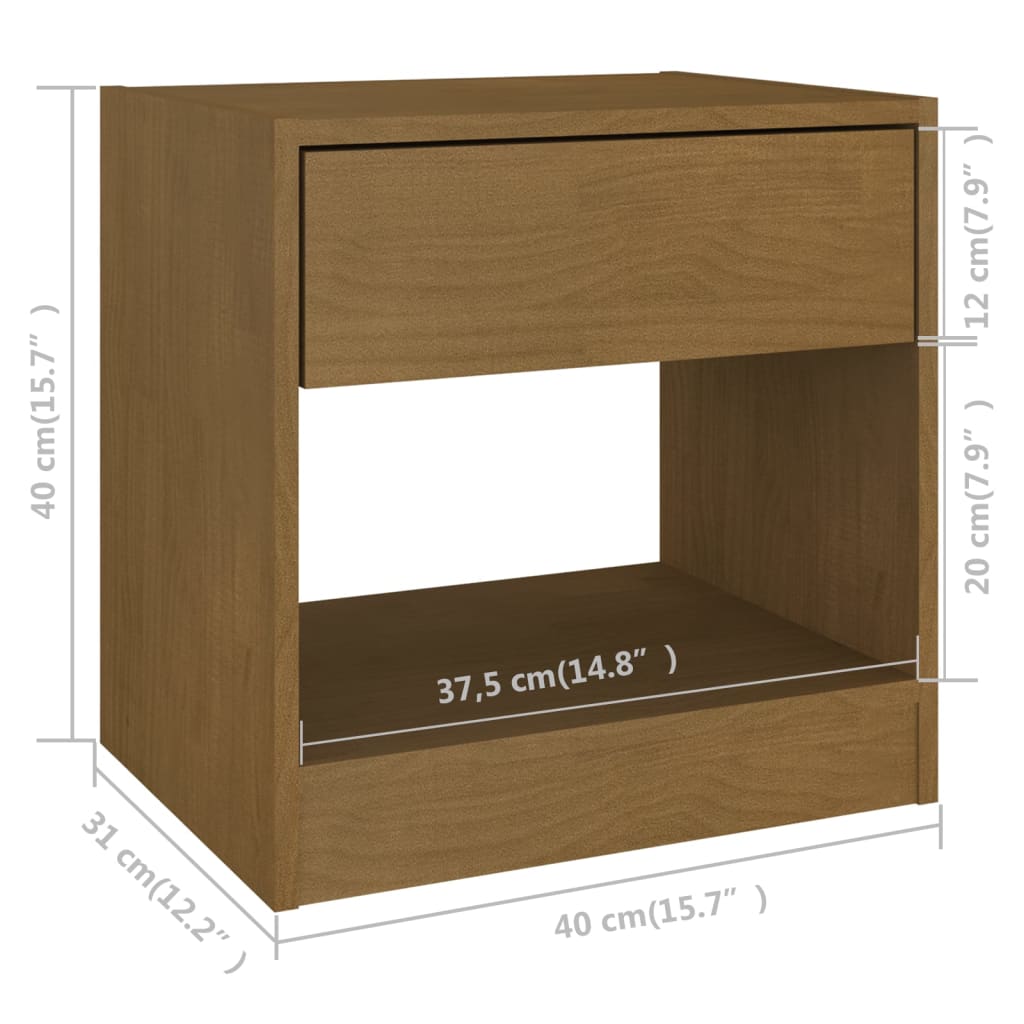 Bedside Cabinet Honey Brown 40x31x40 cm Solid Pinewood