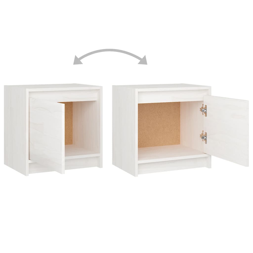 Bedside Cabinets 2 pcs White 40x30.5x40 cm Solid Pinewood