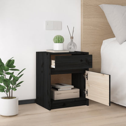 Bedside Cabinet Black 40x31x50 cm Solid Pinewood