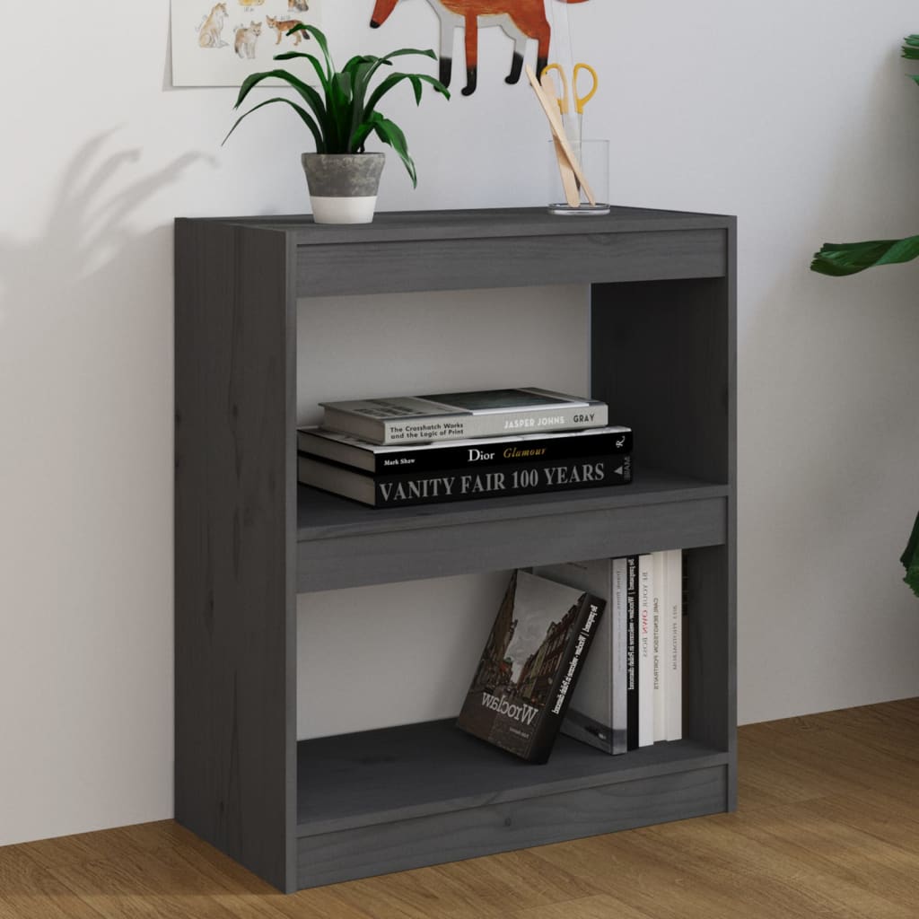 Book Cabinet/Room Divider Grey 60x30x71.5 cm Solid Wood Pine