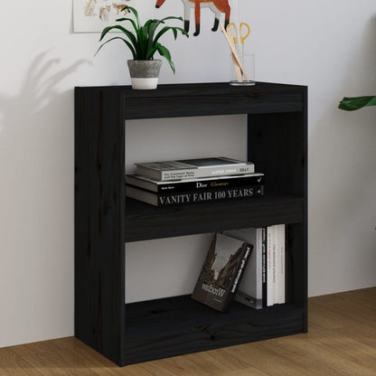 Book Cabinet/Room Divider Black 60x30x71.5 cm Solid Wood Pine