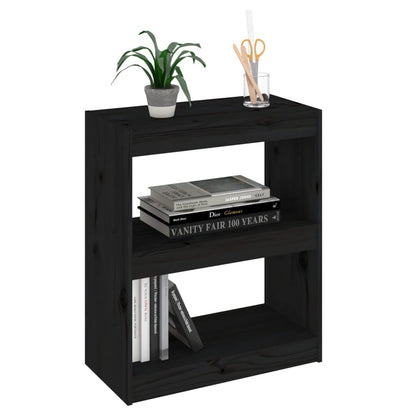 Book Cabinet/Room Divider Black 60x30x71.5 cm Solid Wood Pine