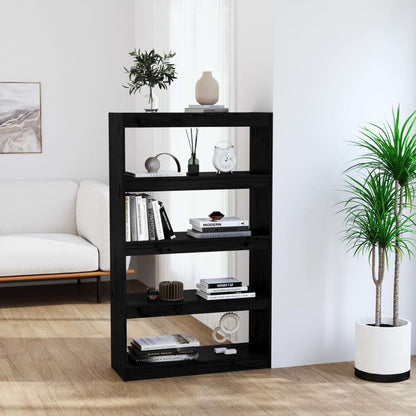 Book Cabinet/Room Divider Black 80x30x135.5 cm Solid Wood Pine