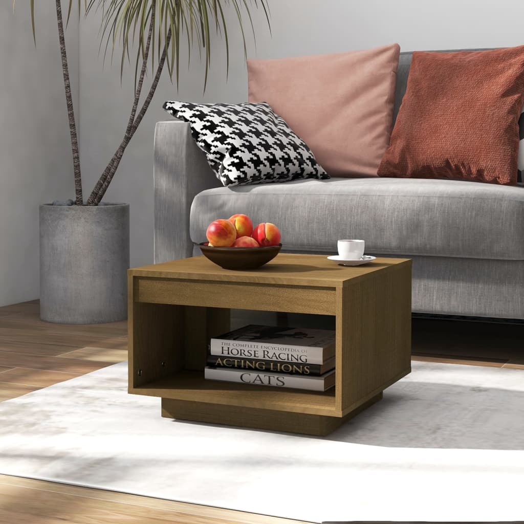 Coffee Table Honey Brown 50x50x33.5 cm Solid Pinewood