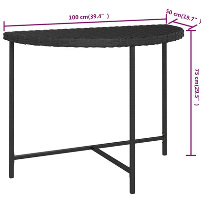 Garden Table Black 100x50x75 cm Poly Rattan