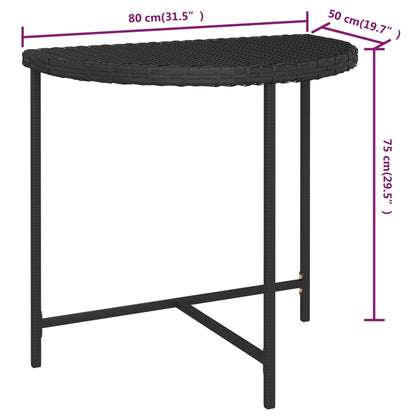Garden Table Black 80x50x75 cm Poly Rattan