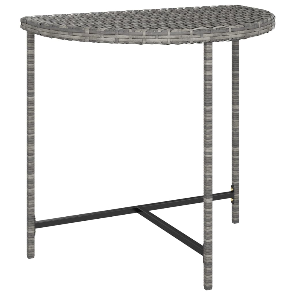 Garden Table Grey 80x50x75 cm Poly Rattan