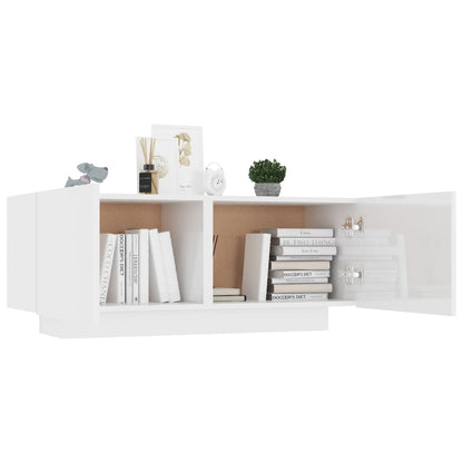 Bedside Cabinet High Gloss White 100x35x40 cm Engineered Wood