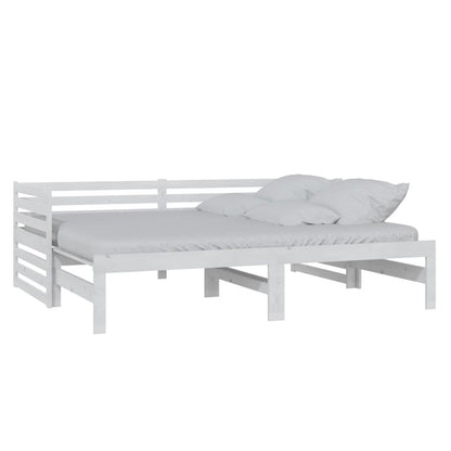 Pull-out Day Bed White Solid Pinewood 2x(90x200) cm
