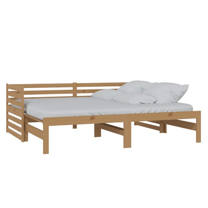 Pull-out Day Bed Honey Brown Solid Pinewood 2x(90x200) cm