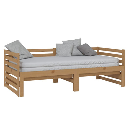Pull-out Day Bed Honey Brown Solid Pinewood 2x(90x200) cm