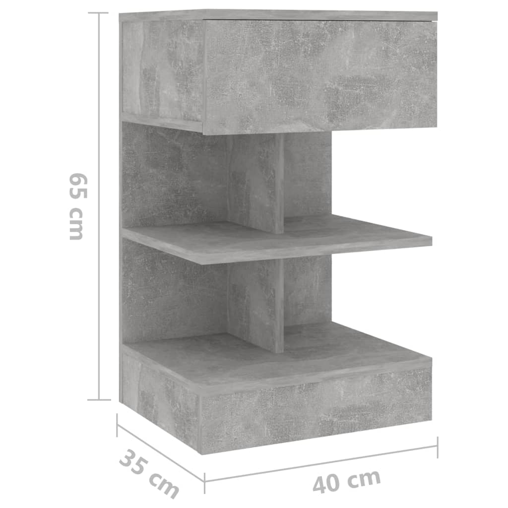 Bedside Cabinet Concrete Grey 40x35x65 cm Engineered Wood