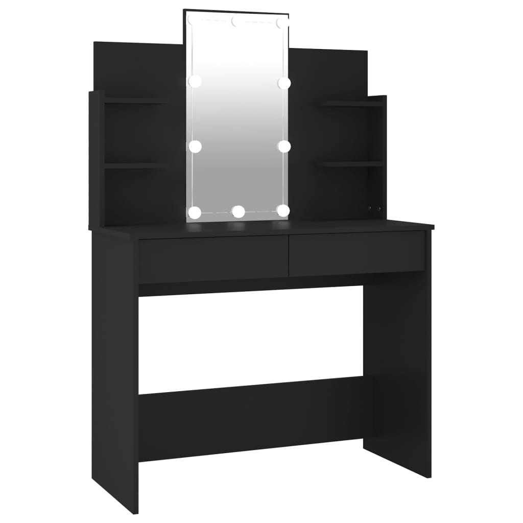 Dressing Table with LED Black 96x40x142 cm