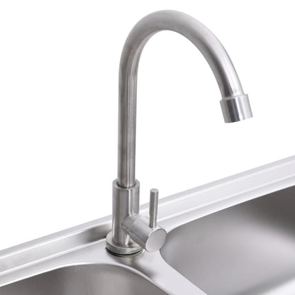 Camping Sink Double Basins with Tap Stainless Steel