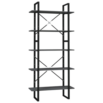 5-Tier Book Cabinet Grey 80x30x175 cm Engineered Wood