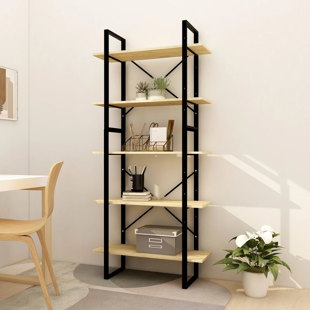 5-Tier Book Cabinet 80x30x175 cm Pinewood