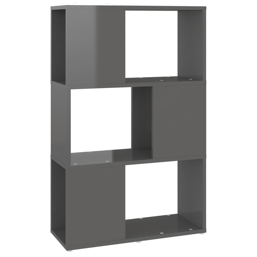 Book Cabinet Room Divider High Gloss Grey 60x24x94 cm Engineered Wood