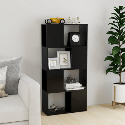 Book Cabinet Room Divider High Gloss Black 60x24x124.5 cm