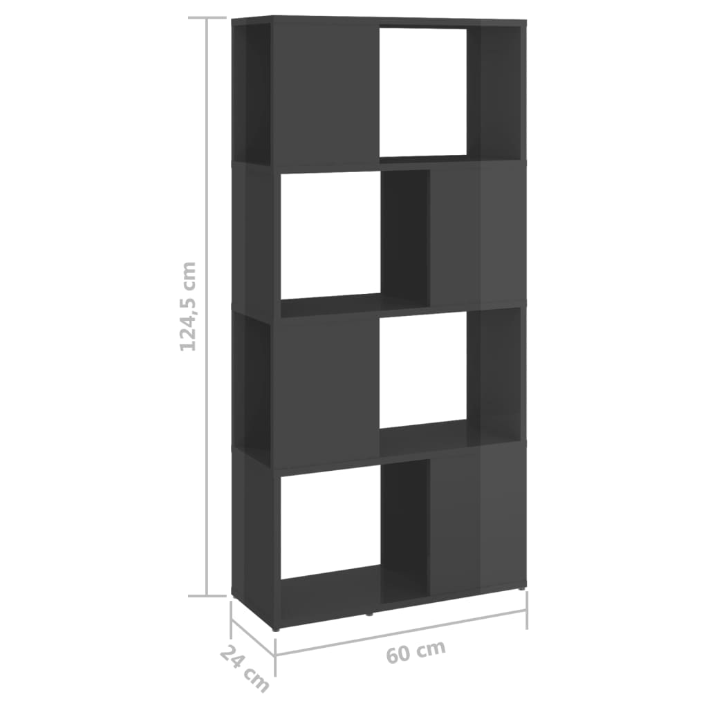 Book Cabinet Room Divider High Gloss Grey 60x24x124.5 cm