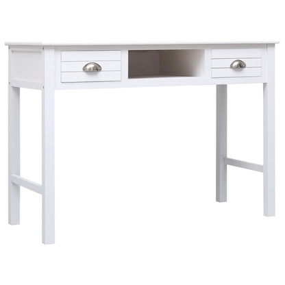Desk White 108x45x76 cm Solid Wood Paulownia