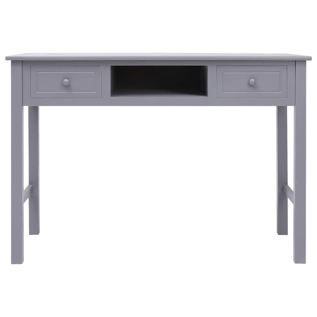 Desk Grey 108x45x76 cm Solid Wood Paulownia