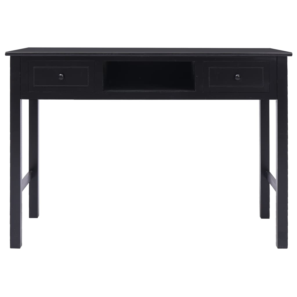 Writing Desk Black 108x45x76 cm Solid Wood Paulownia