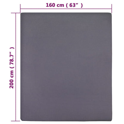 Jersey Fitted Sheets 2 pcs Anthracite 160x200 cm Cotton