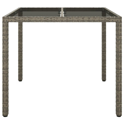 Garden Table 90x90x75 cm Tempered Glass and Poly Rattan Grey