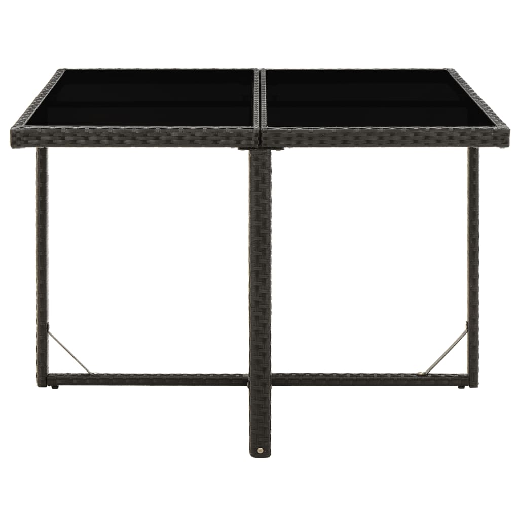 Garden Table Black 109x107x74 cm Poly Rattan and Glass
