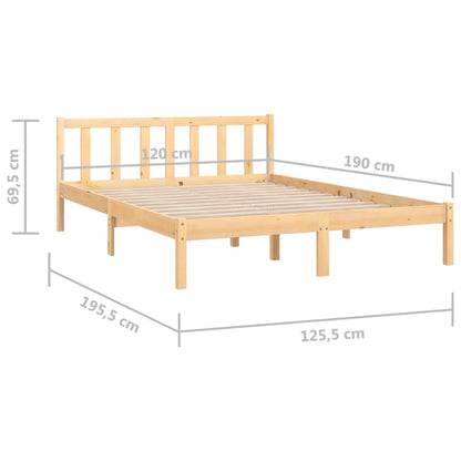 Bed Frame Solid Wood Pine 120x190 cm Small Double