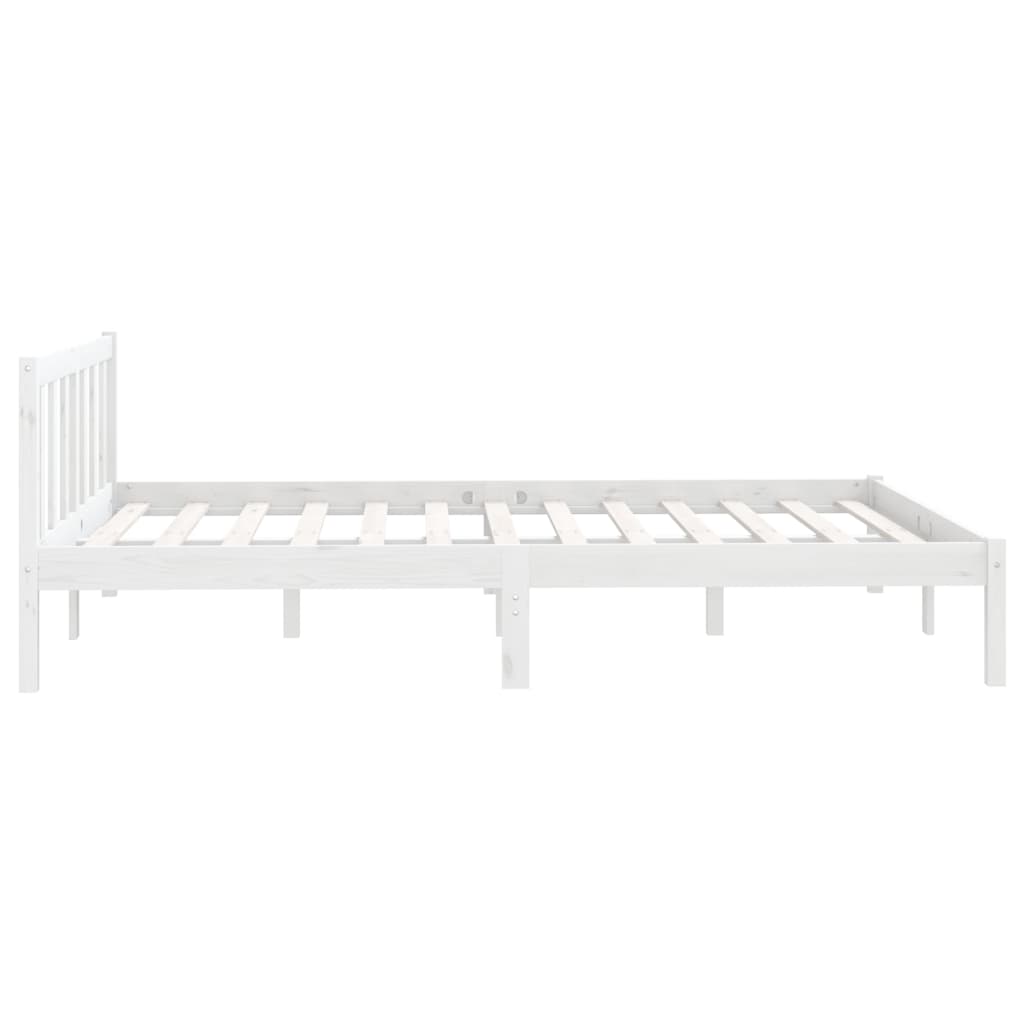 Bed Frame White Solid Wood Pine 135x190 cm Double