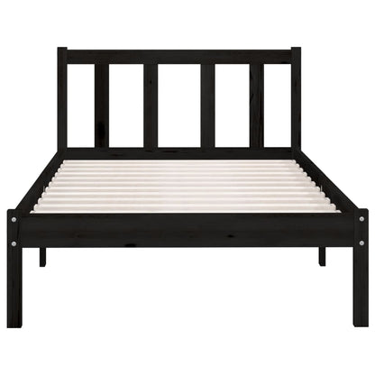Bed Frame Black Solid Pinewood 90x200 cm