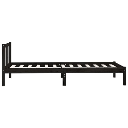 Bed Frame Black Solid Pinewood 100x200 cm