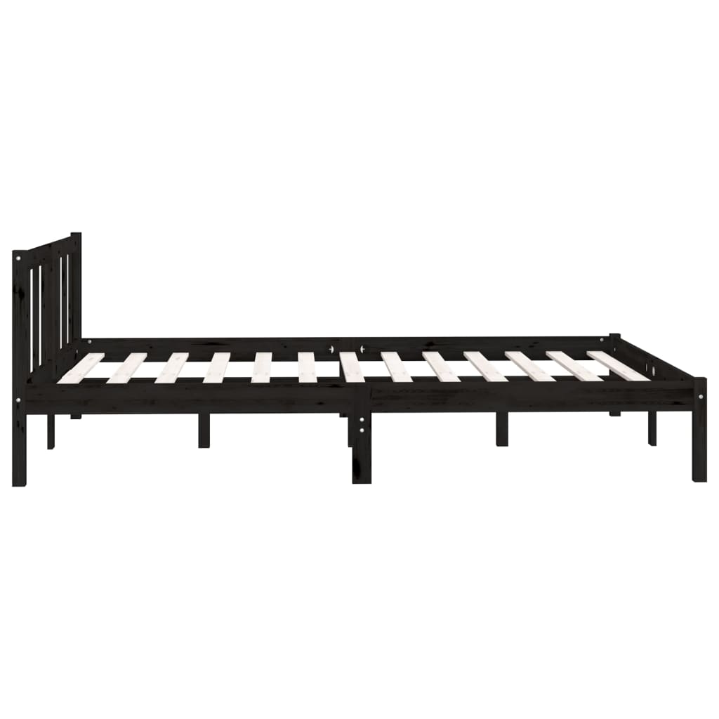 Bed Frame Black Solid Pinewood 140x200 cm