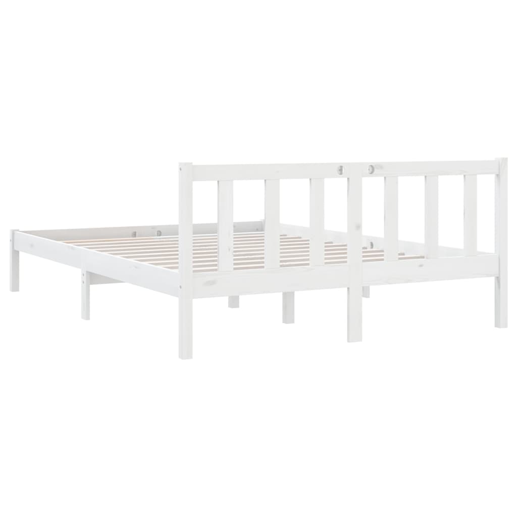 Bed Frame White Solid Wood Pine 150x200 cm King Size