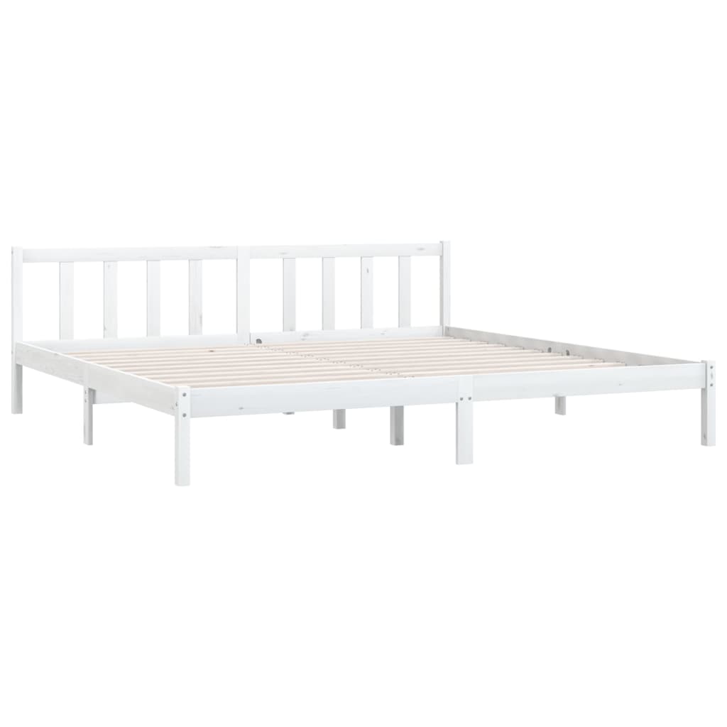 Bed Frame White Solid Pinewood 200x200 cm
