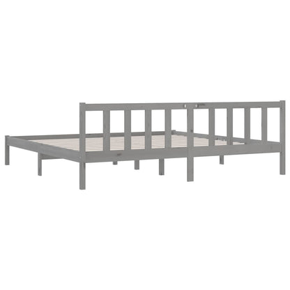 Bed Frame Grey Solid Pinewood 200x200 cm