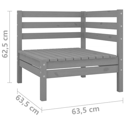 Garden 2-Seater Sofa Grey Solid Pinewood
