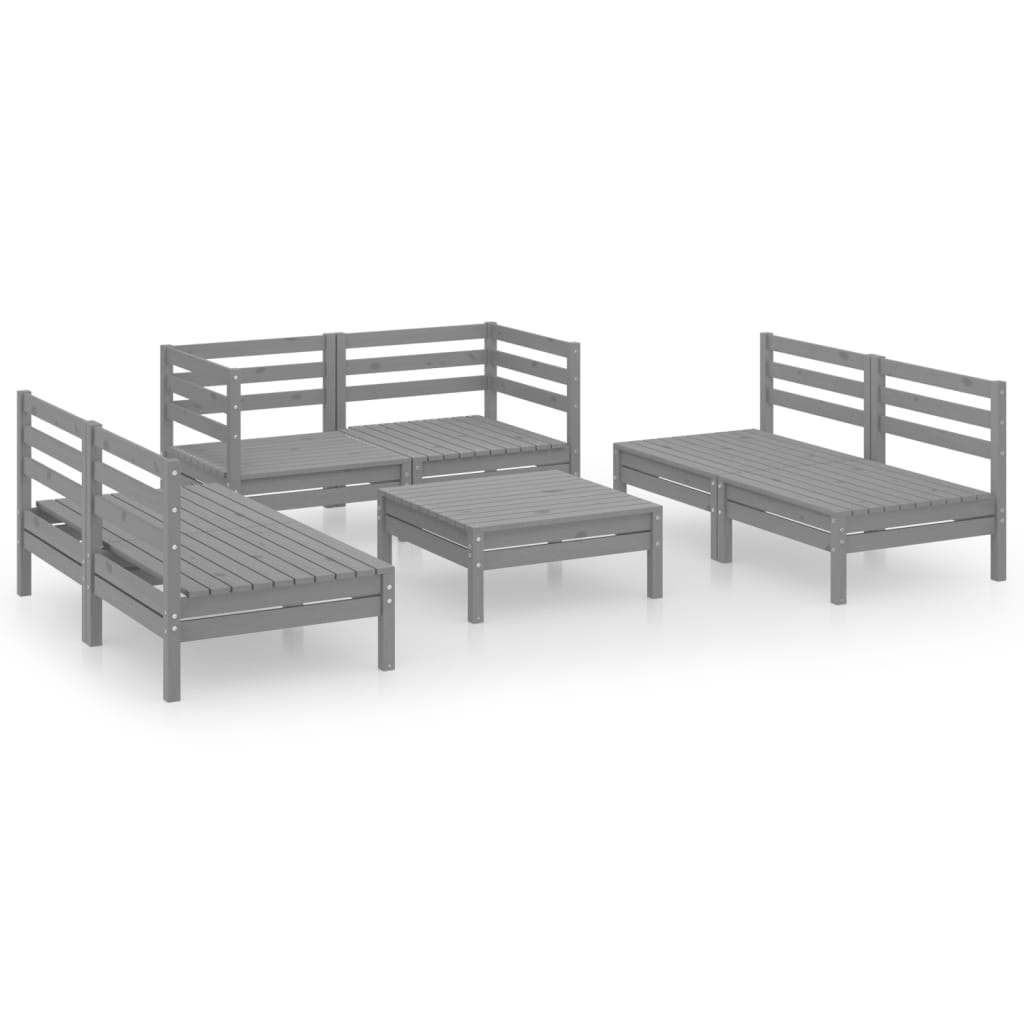7 Piece Garden Lounge Set Grey Solid Pinewood